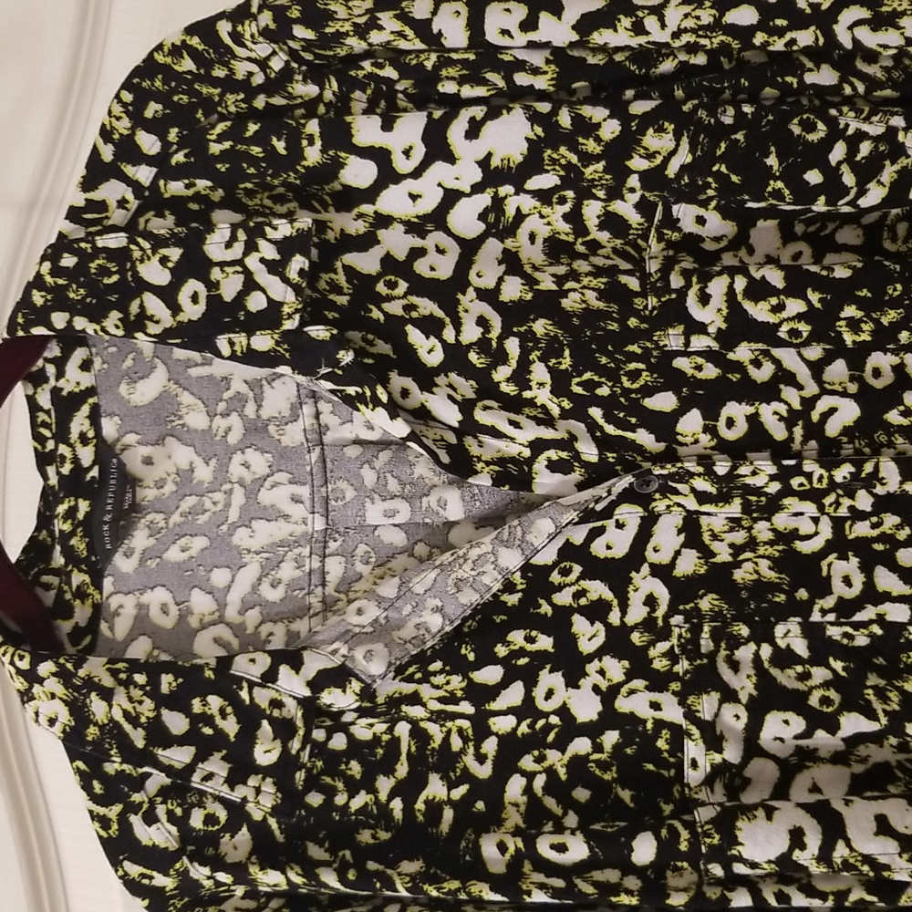 Rock & Republic Leopard Print Long Sleeve Button Down Shirt Size XXL - Picture 3 of 8